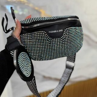 Riñonera strass plateado