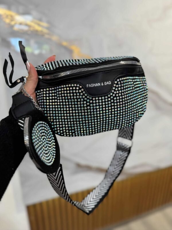 Riñonera strass plateado