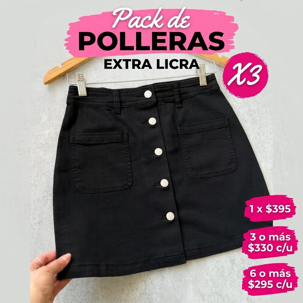 Pack x3 unidades pollera extra licra A079